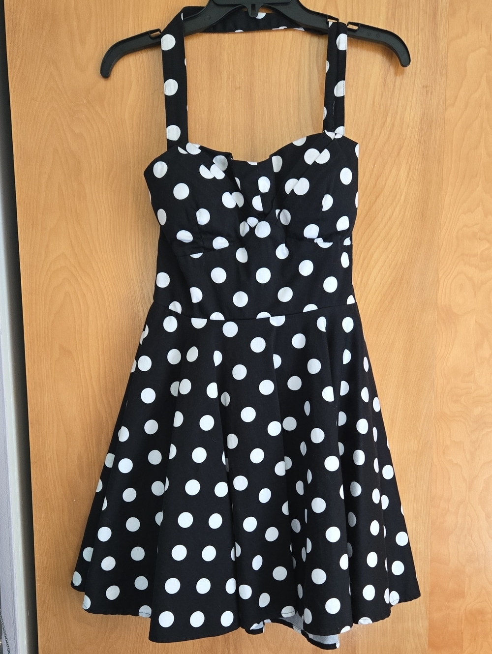 Black and White Polka Dot Fit-and-Flare Dress
